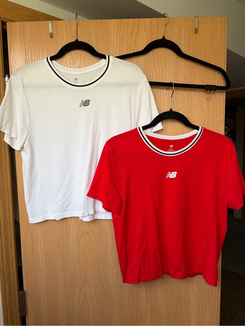 Set of 2- New Balance Women’s ' Short Sleeve Crew Tee - White & Red